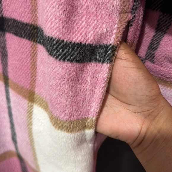 MISS SPARKLING Pink/White Plaid Shacket Jacket Size M - Picture 7 of 7